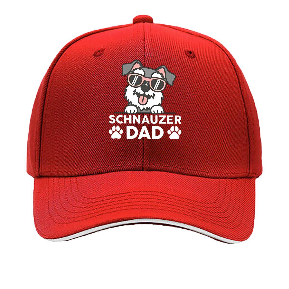Funny Schnauzer Dad Baseball Cap with Glasses Adjustable Breathable Soft Lightweight Perfect Sandwich Baseball Cap One Size