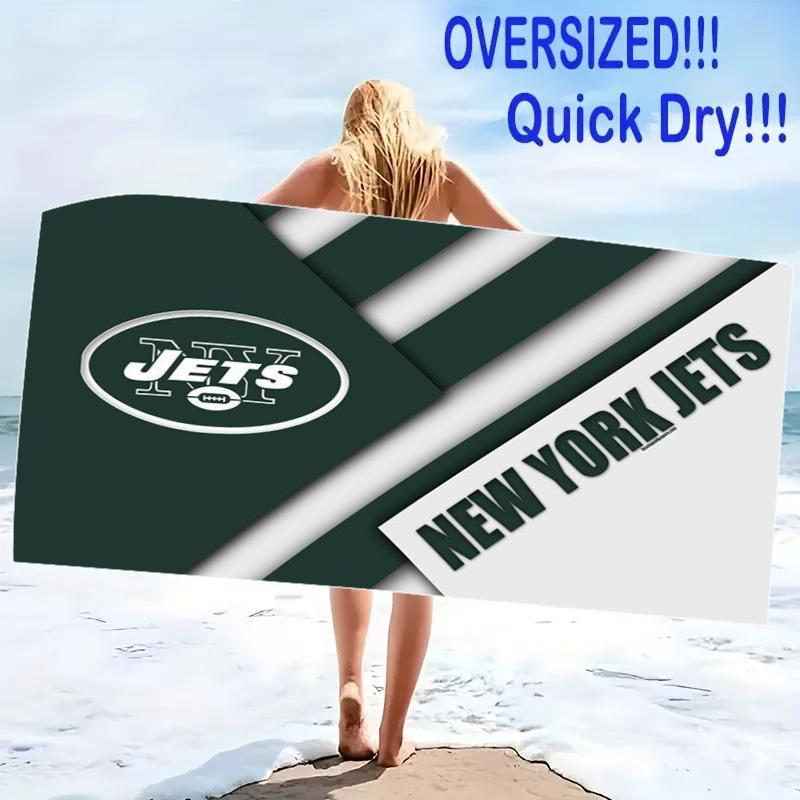 New York Jets Print Strandtuch, Großes Weiches Schnelltrocknendes Handtuch für Strand Camping Schwimmen