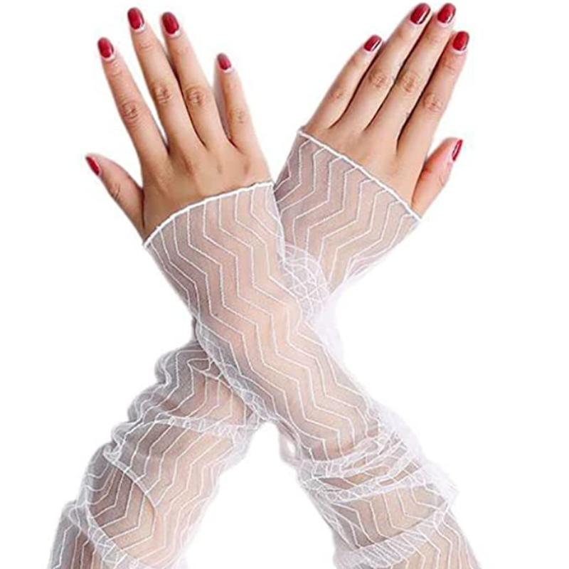 

Aniler женские кружевные прозрачные длинные сетчатые тюлевые рукава без пальцев до локтя, костюм для косплея, вечерние перчатки с манжетами One Size