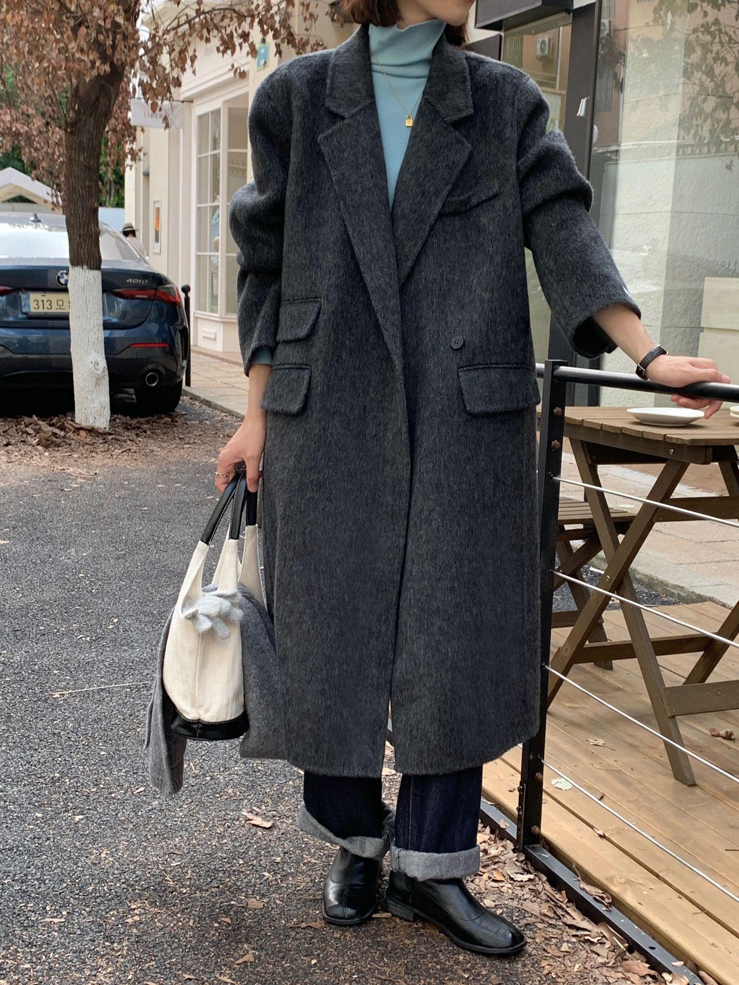 

Дизайнерское персонализированное однобортное двустороннее шерстяное пальто для женских повседневных поездок, универсальная шерсть M