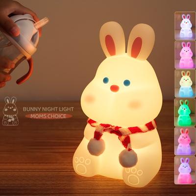 Rabbit Silicon Silicon Night Light Type-C Charging Colorful Remote Control Patches Following Sleeping