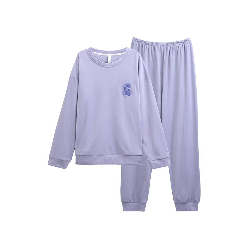 Island Fleece Pajamas Women'S Spring And Autumn Thickened Fleece Coral Fleece Casual Can Be Worn Outside Loungewear Autumn And Winter Thin Fleece Suit