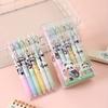12pcs Cartoon Panda Box Press Pen Cute Metal Pen Clip Press Neutral Pen Black Signature Pen ST0.5mm Black Back To School Season