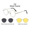 Round Metal Frame Polarized Magnetic Black Night Vision Clips On Glasses Optical Prescription Magnet Eyeglasses Magnet Exposed