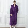 Unisex Extra Long Velvet Bathrobe - Plus Size, Thick, Warm Coral Fleece for Autumn & Winter, Maternity-Friendly Homewear