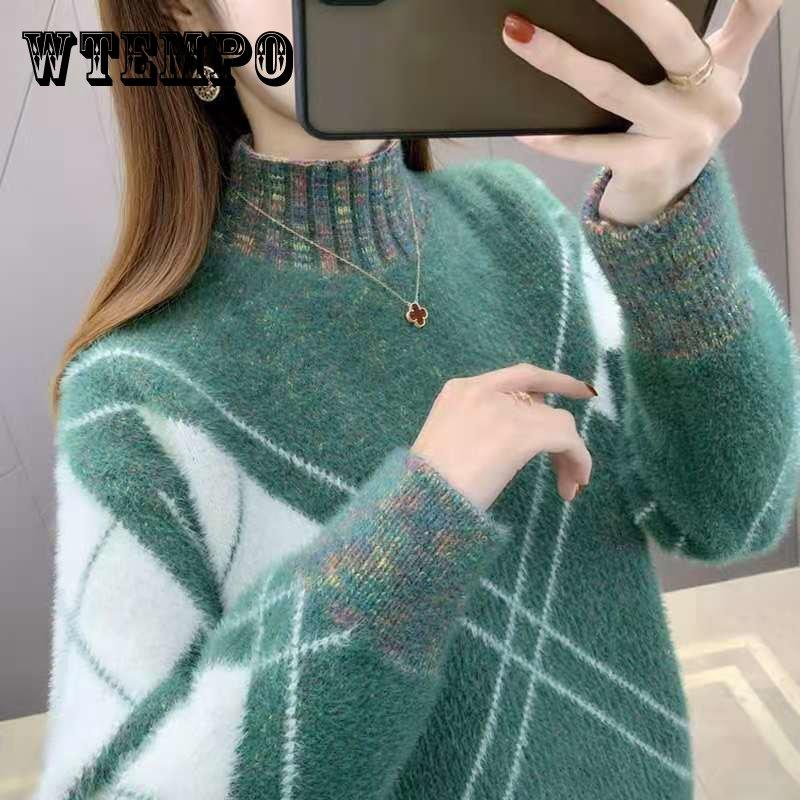 Vintage Sweaters Women Pullover Winter Striped Jumpers Korean Style Oversized Sweater Knitwear Casual Loose Pullover Pull