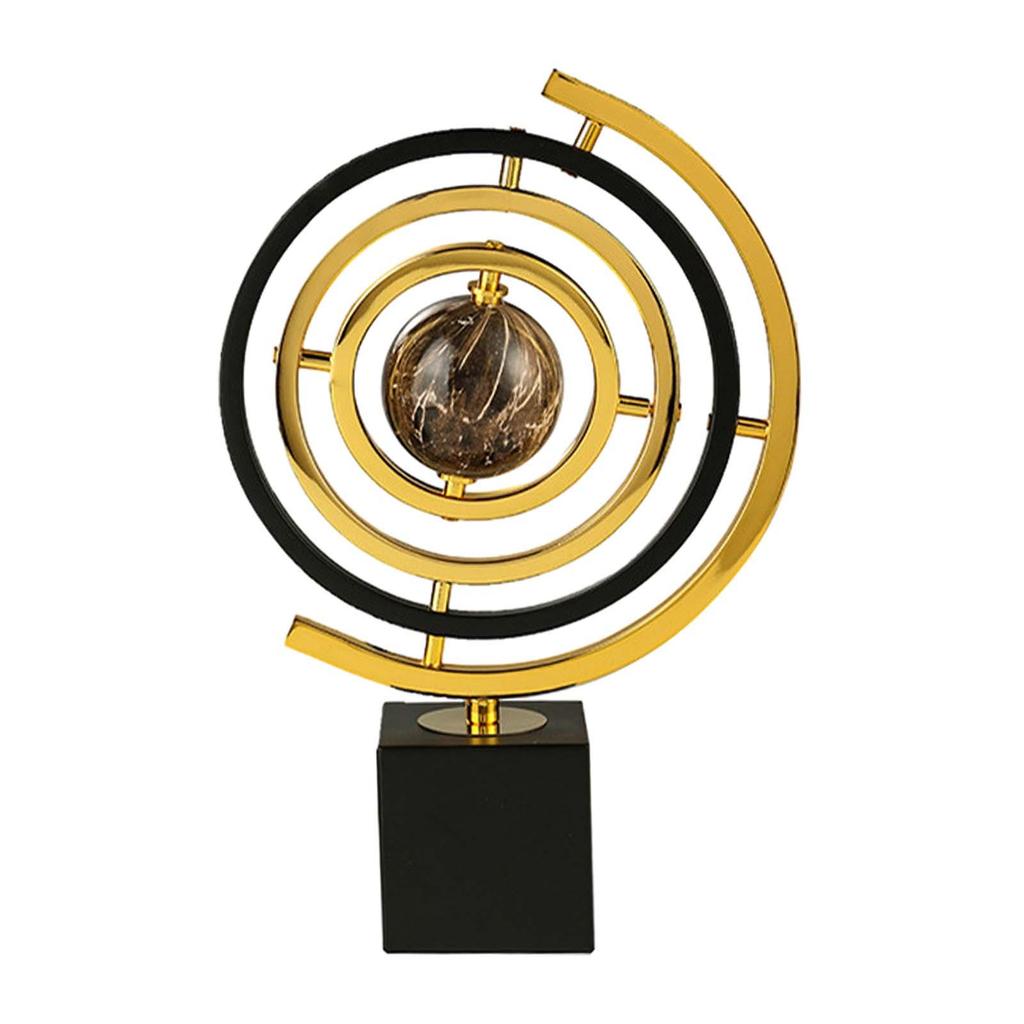 Art Sculpture Modern Decor Statue Centerpiece Ornament Iron Material Rotating Globe Aesthetic