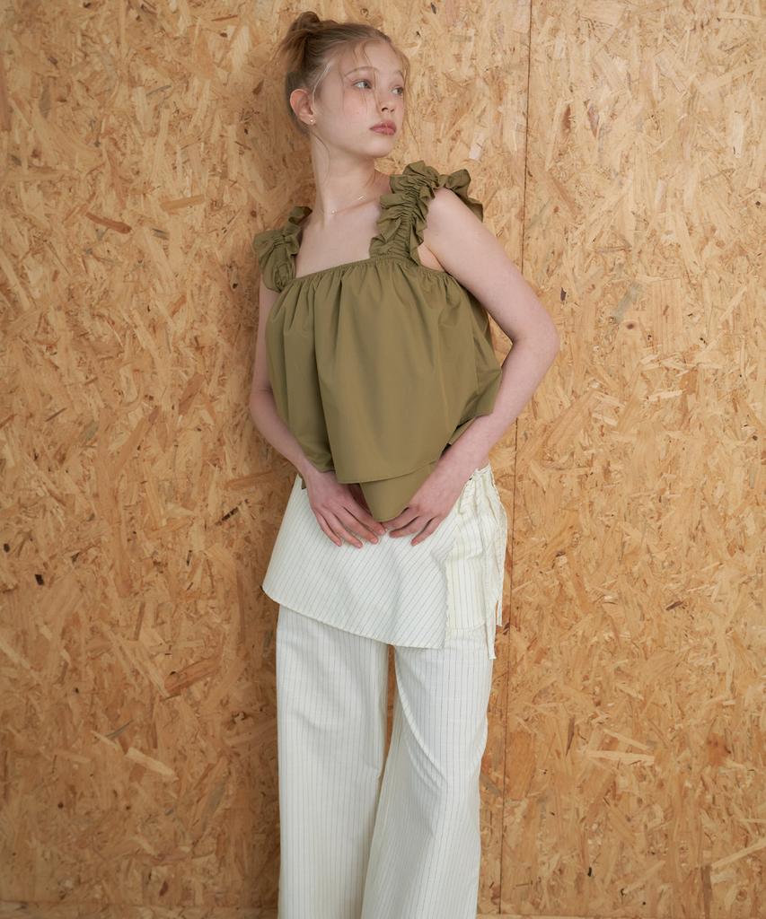 Peullobeu Stripe Layered Wrap Pants_Iv