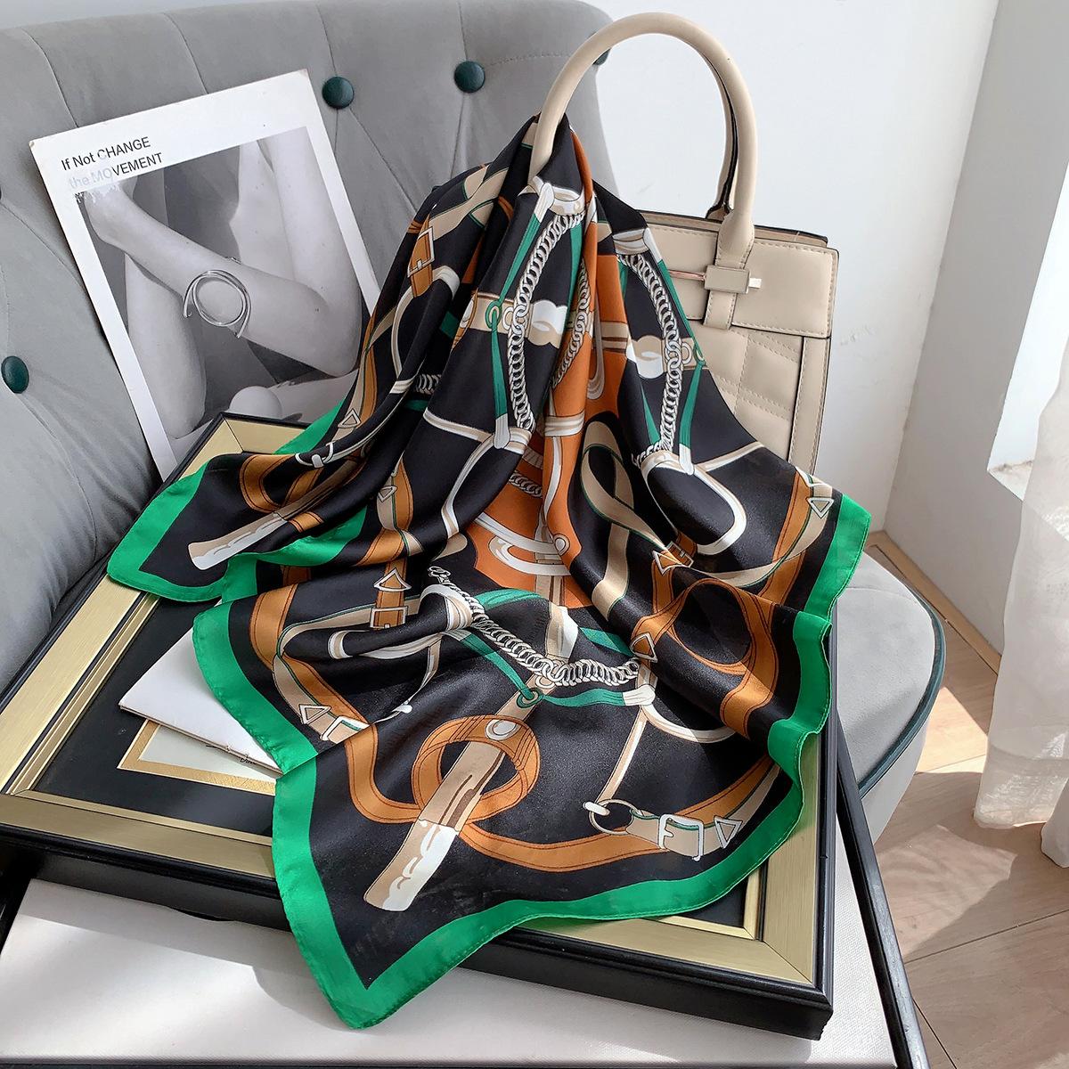 

Модный квадратный платок 70 см, платок из искусственного шелка, женский профессиональный декоративный платок, повседневный солнцезащитный платок 70*70cm