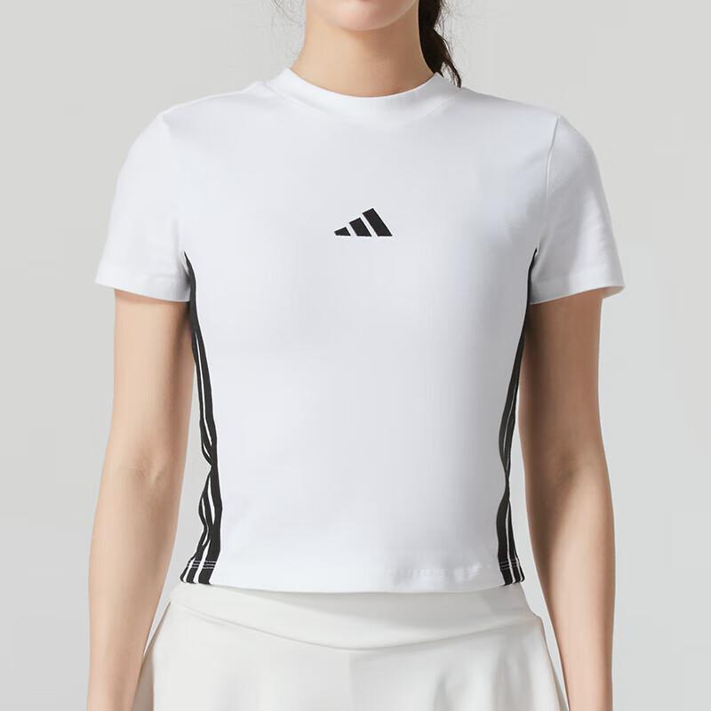 Adidas Comfortable Skin-Friendly Soft Versatile Short Sleeve T-Shirt Women Tops White JY8571