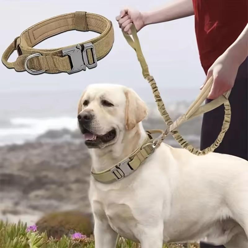 Heavy-Duty Military Tactical Dog Collar & Leash Set: Adjustable & Durable For All Sized Dogs