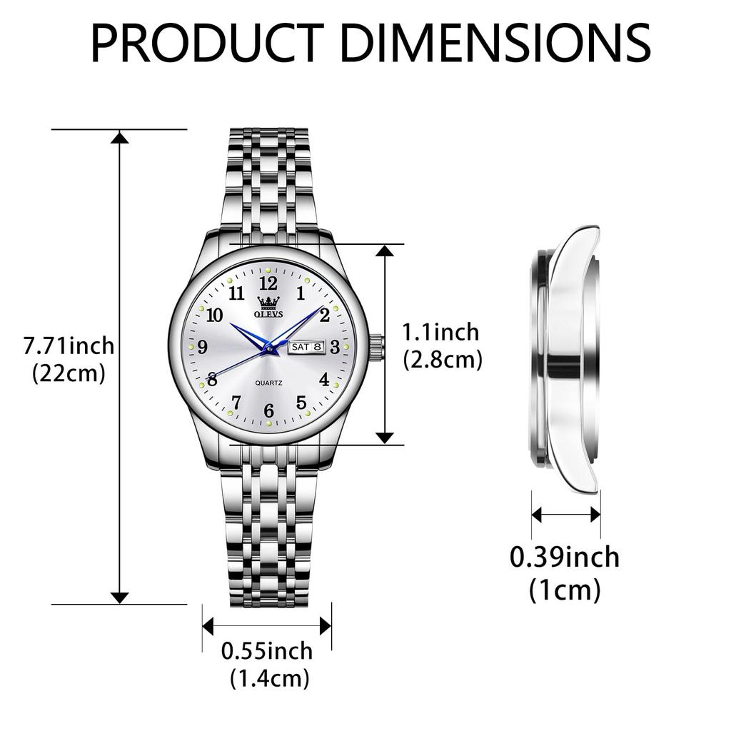 OLEVS Analog Popular Arm Silver Stainless Steel Silver Women Business Luminous Arm Silver Convenient Women Watch Women's Watch, Waterproof, Quartz,