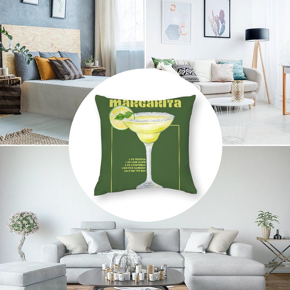 Margarita Cocktail Art Pillow Case Short Plush Pillow Covers Sofa Decorative Gift Home Double-sided Printing Cushion Cover