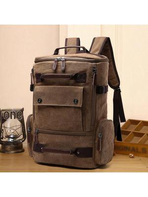 Korean Style Men's Canvas Backpack: Large Capacity, Multifunctional for Travel & Hiking