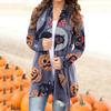 Women's Halloween  Cat  Print Cardigan Coat