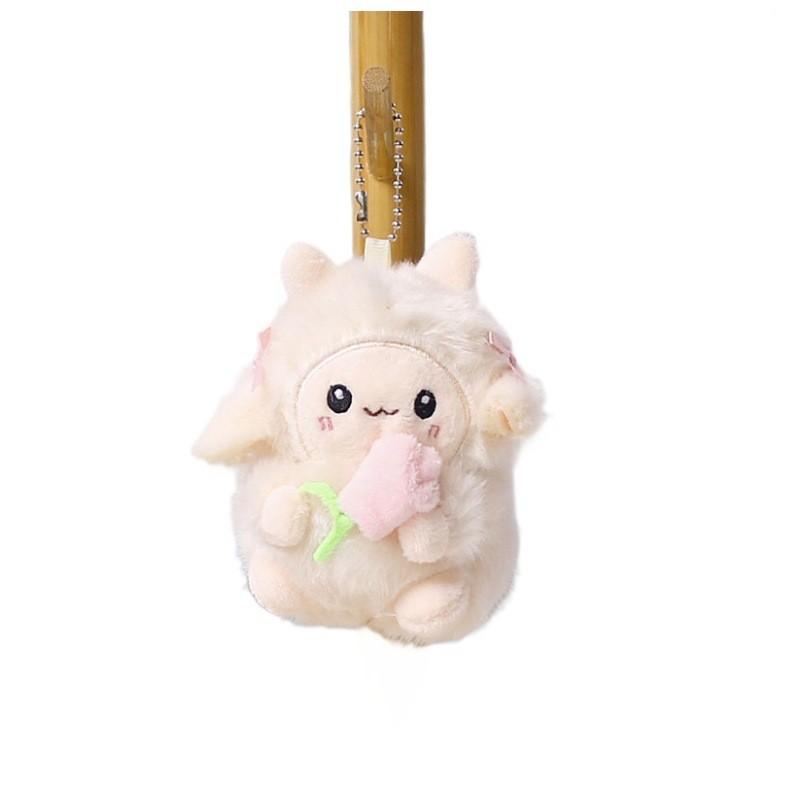 Sheep Plush Keychain With Flower Cute Ponytail For Bags And Keys