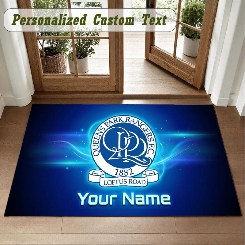 Crystal Velvet Square Rug Custom NameQueens Park Rangers Pattern Non Slip Home Floor Decor Rug