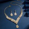 3pcs Women's Fashionable Jewelry Set with Rhinestones, Zircon, Water Droplets, Necklace, Earrings, Wedding Dress Accessories