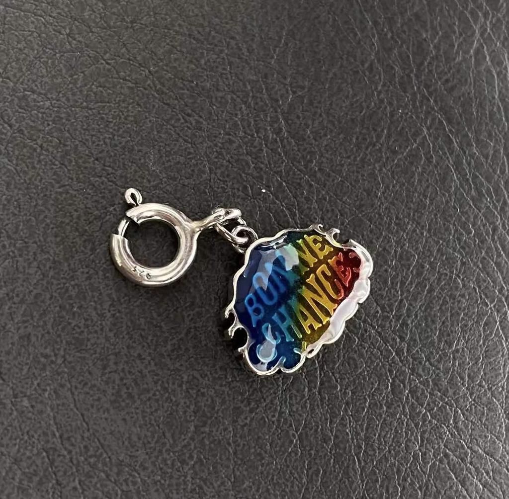 Colorful Double-Sided Enamel Good Luck Brand Single Pendant Ins Cold Wind Niche Light Luxury Design Necklace Premium