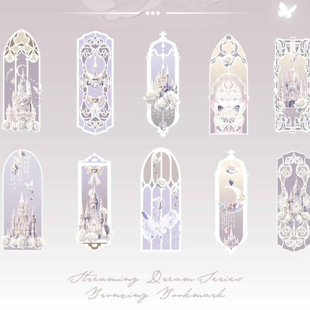 10Pcs/set Exquisite Dreamy Series Bookmark PVC Reading Book Mark Kawaii Book Page Marker Message Card Stationery Supplies