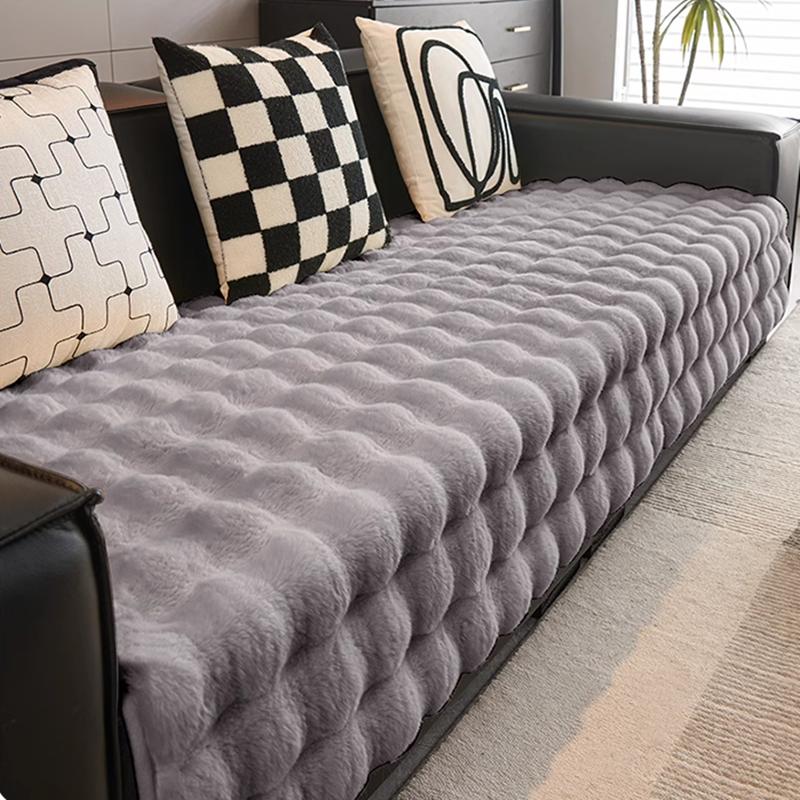 Warm Pink Plush Sofa Towel Soft Rabbit Winter Thickened Sofa Cover Cloth Non-slip Universal Pillowcover Home Protective Mat
