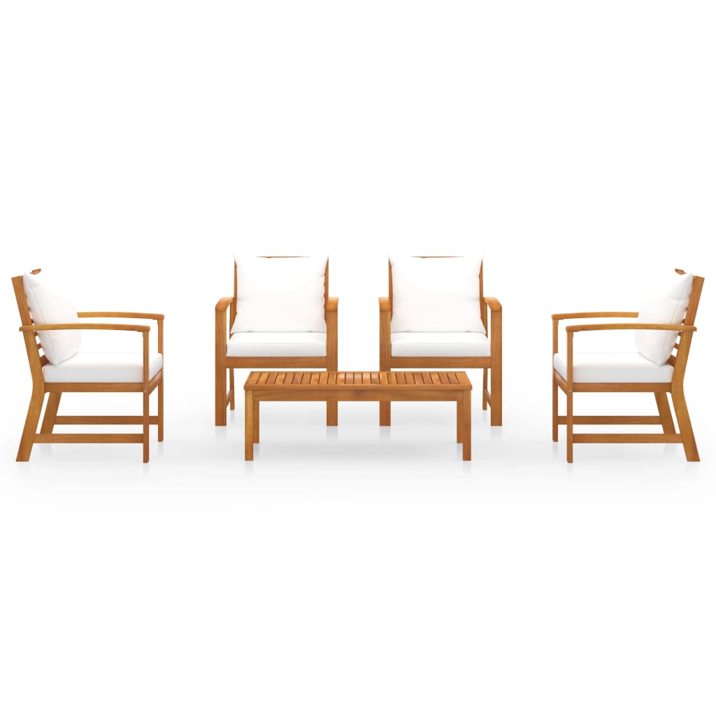vidaXL 5-tlg. Garten-Lounge-Set mit Auflagen Massivholz Akazie