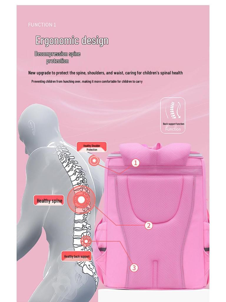 2025 Lightweight Spine-Protecting Backpack for Primary School Girls and Boys, Grades 1-6