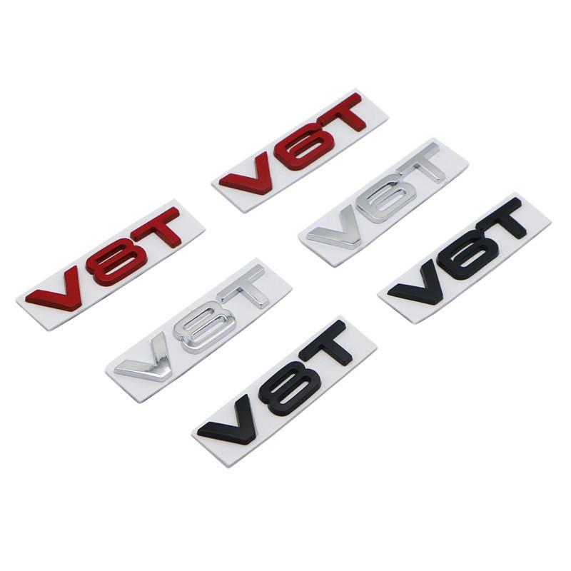 1Pc 3D Metal Car Styling V6T V8T V6 V8 T Fender Side Body Emblem Tail Trunk Fender Badge Sticker For A4 A3 A5 A6 A1 Q3 Q5 Q7