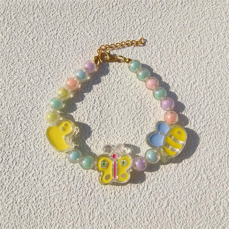 Pet necklace Colorful mixed-color flower pendant Beaded cat cat dog collar collar European and American sweet princess