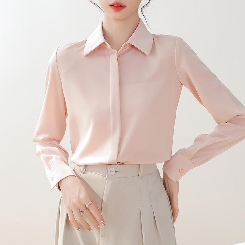 Damen Blusen Hemden 2025 Frühling Langarm Damen Bluse Hemd Büro Dame Umlegekragen Weiß Schwarz Bluse Hemd Damen Oberteile J913