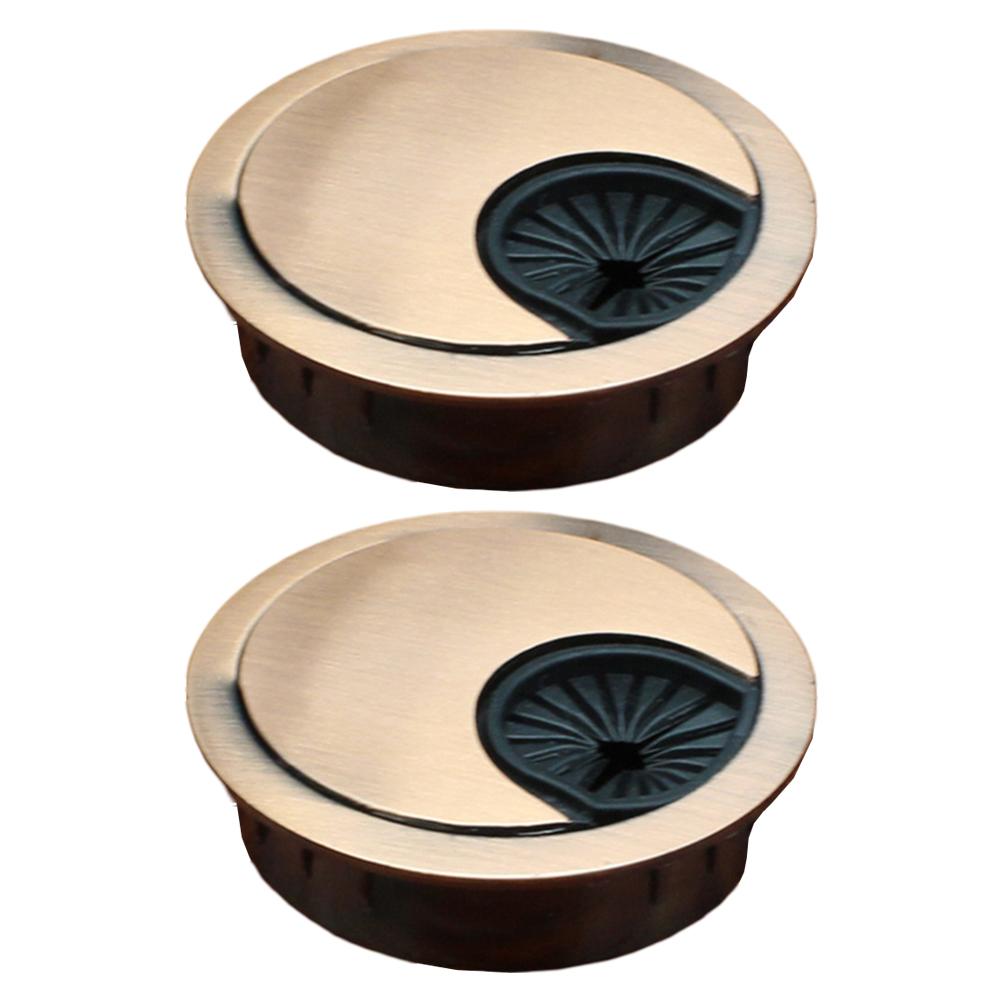 2 Pcs Metal Desk Cable Hole Covers with 53mm Round Hole for Desktop Cable Management and Organized Cable Routing