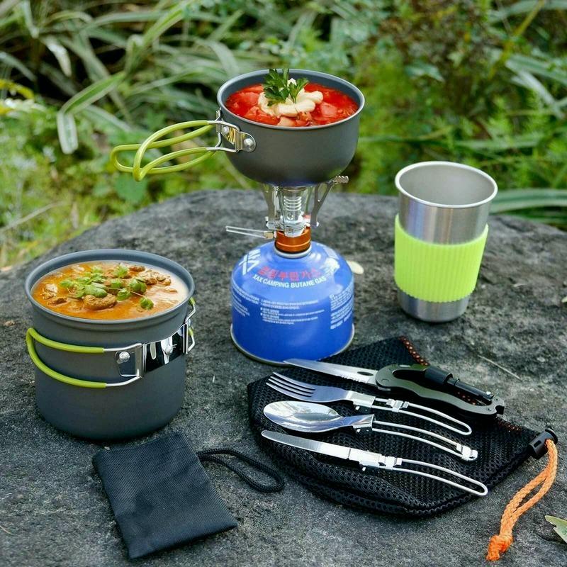 Camping Cookware Outdoor Portable Pot Aluminum Cookware Water Cup Folding Handle