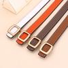 Womens Genuine Leather Belt With Geometric Buckle Stylish Casual Waistband Jeans Office Daily Wear