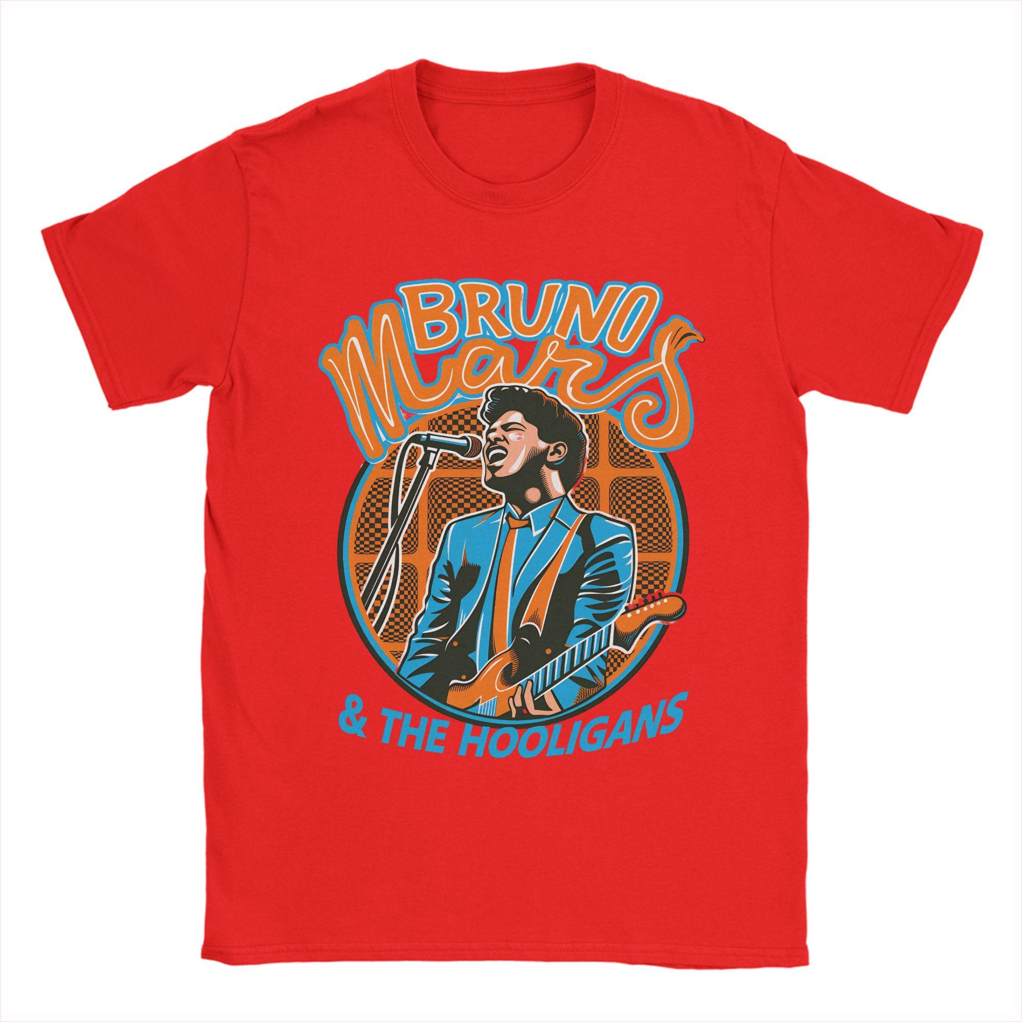 

Unisex Rapper Bruno Mars T Shirts Pure Cotton Tops Vintage Short Sleeve Crew Neck Tees Plus Size TShirts S