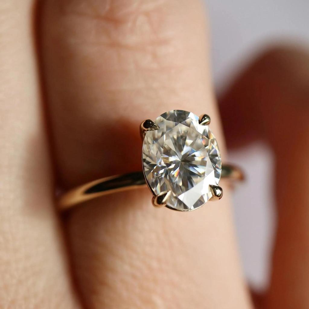 2ct Oval Cubic Zirconia Engagement Ring: Yellow Gold Plated Wedding Proposal Ring: Art Deco Solitaire Bridal jewelry gift for her