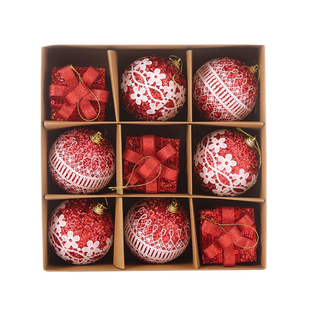 9pcs Shatterproof Foam Christmas Ball Pendant 8cm Xmas Tree Ornaments  Holiday Festival Decor