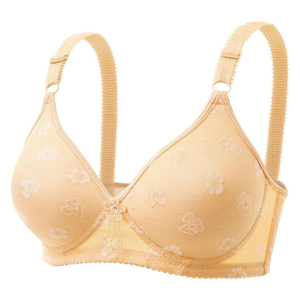 Sutien Brodat Floral Fără Fir Curele Reglabile Material Moale Design Respirabil Potrivire Confortabilă Purtare Zilnică Suport