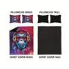 3Pcs Monkey Element Pattern Duvet Cover Set (1 Duvet Cover + 2 Pillowcases Coreless) Cool Background Bedding Set Soft