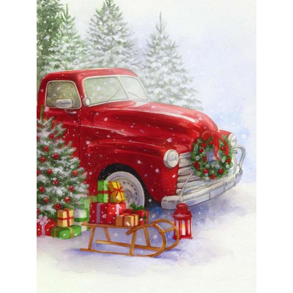 DIY Diamond Painting Christmas Full Square Diamond Embroidery Winter Landscape Car Mosaic Rhinestones Hobby Art