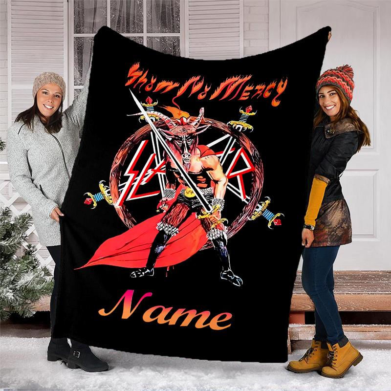 Personalized Custom Name Blanket - Slayer band Print Design,Blanket for Sofa,Bed,Travel,Camping - Soft and Warm, Great Gift