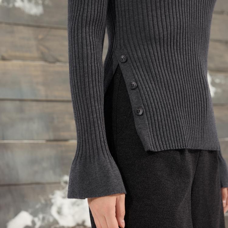 ELLE French Lazy Style Gray Split Fashion Pullover Design Casual Versatile Comfortable Long Sleeve Knit Top Sweater Women tops L8WZT653