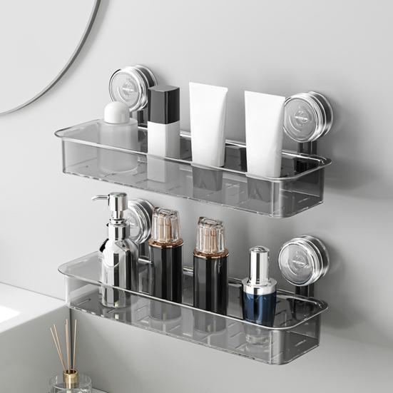 Yousheng Wall Mounted Suction Cup Storage Rack Strong Load-bearing Easy To Install Bathroom Caddy Soap Makeup Storage Shelf