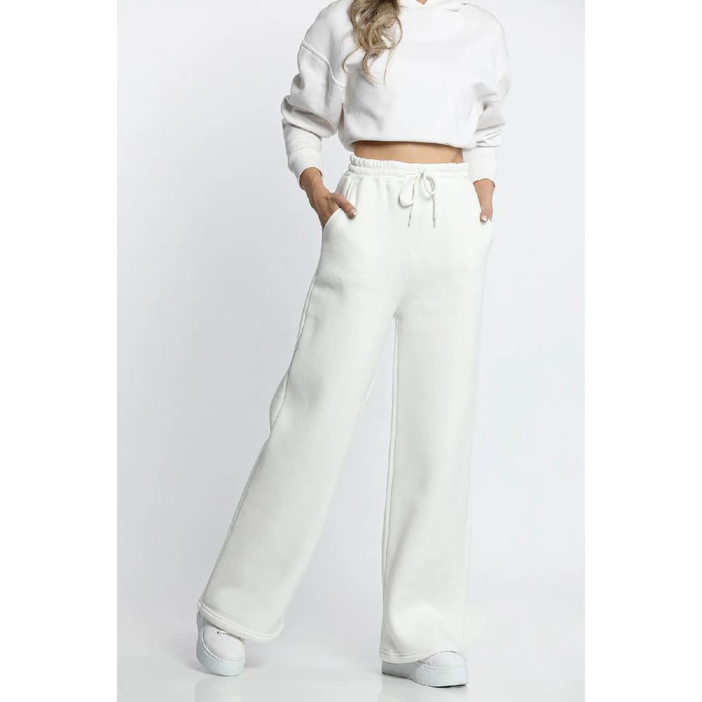 Women's Trend With Plenty Of Trotting Modal Fabric Tracksuit Six Double Pockets Wide Leg Sides With White Lane