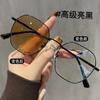 Gold wire thin frame color-changing myopia mirror atmosphere sweet wind ultra-light polygon advanced sense anti-blue light O