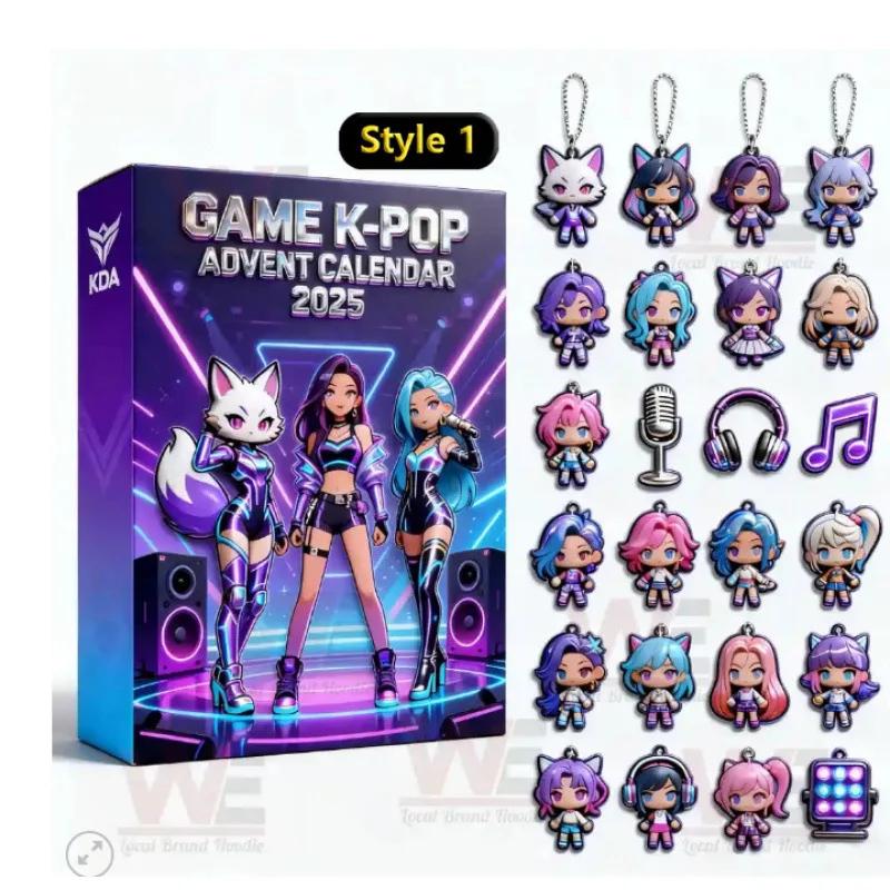 MINISO Adventskalender Box KPop Dämonenjäger 2 Kawaii Acryl Schlüsselanhänger HUNTR X Rumi Mira Zoey Jinu Überraschungsbox Weihnachtsgeschenk