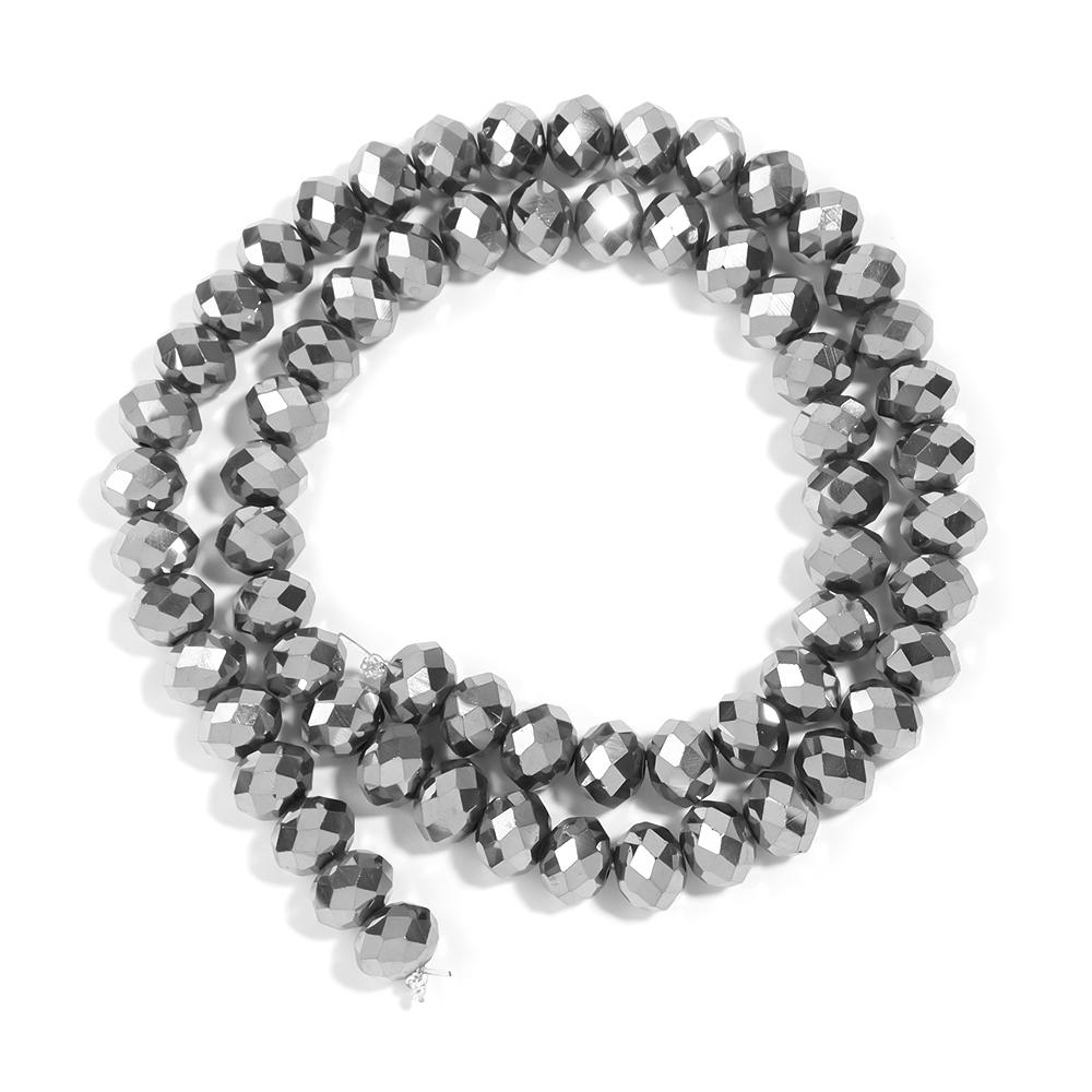 1Strand 3/4/6/8/10mm Faceted Crystal Abacus Beads Silver Plated Color Glass Loose Beads For Jewelry Making DIY Bracelet Necklace