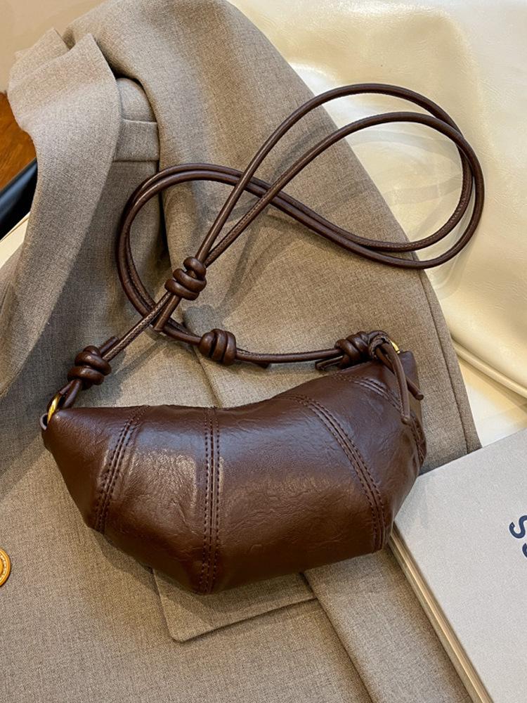 Women's Versatile Crossbody Cross-Stitch Croissant Bag - Niche Design for Fashionable Commute