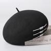 Niche metal buckle design retro wool beret children autumn and winter versatile elegant painter hat shows small face