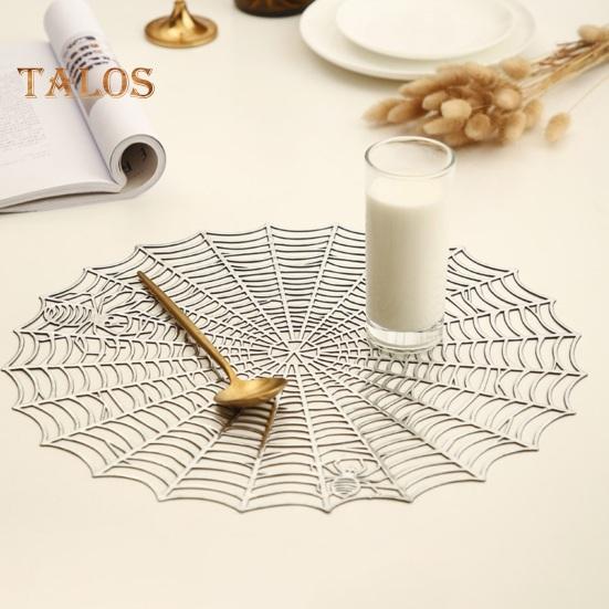 Halloween Table Place Mat Creative Plastic Spider Web Place Mat Waterproof Oil Proof Heat Insulation Bowl Mat Reusable Anti Scald Pad Kitchen Supplies