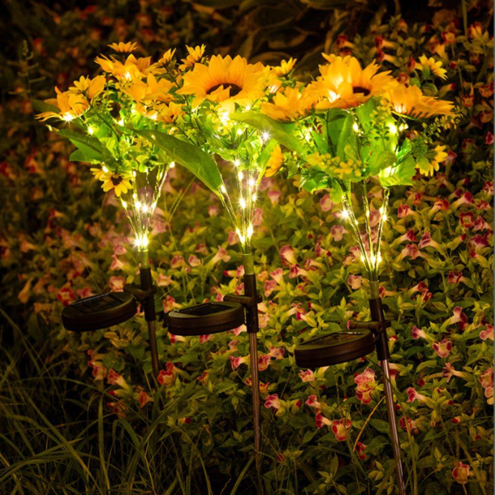 Colorful Design Solar Lawn Lamp Waterproof Feature Sunflower Shape Landscape Lighting Solar Powered LED Lawn Lamp Wedding Decor